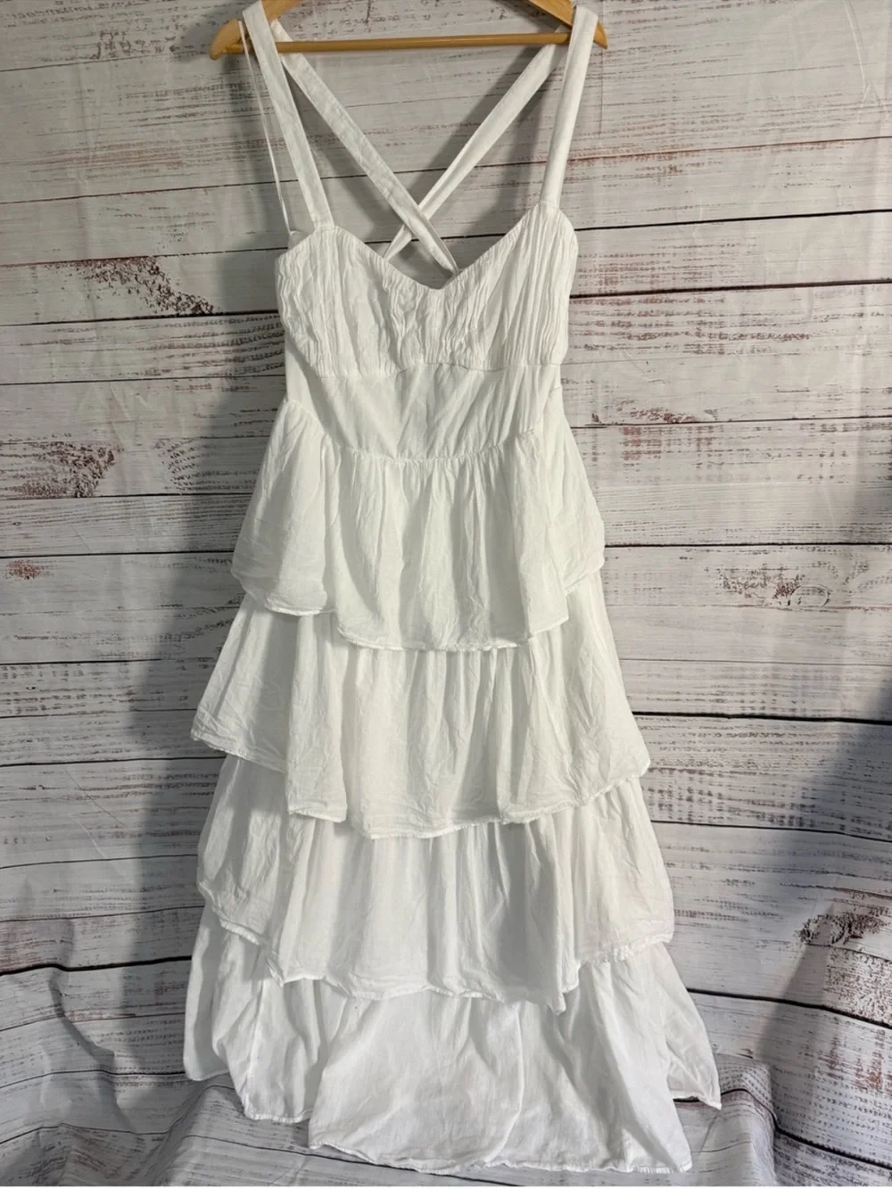 White Tiered Sundress with Crisscross Straps